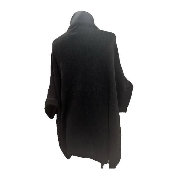 Lauren Conrad Women's Black Cable Knit Cape Sweater Top Metal Clip - One Size - Picture 4 of 7